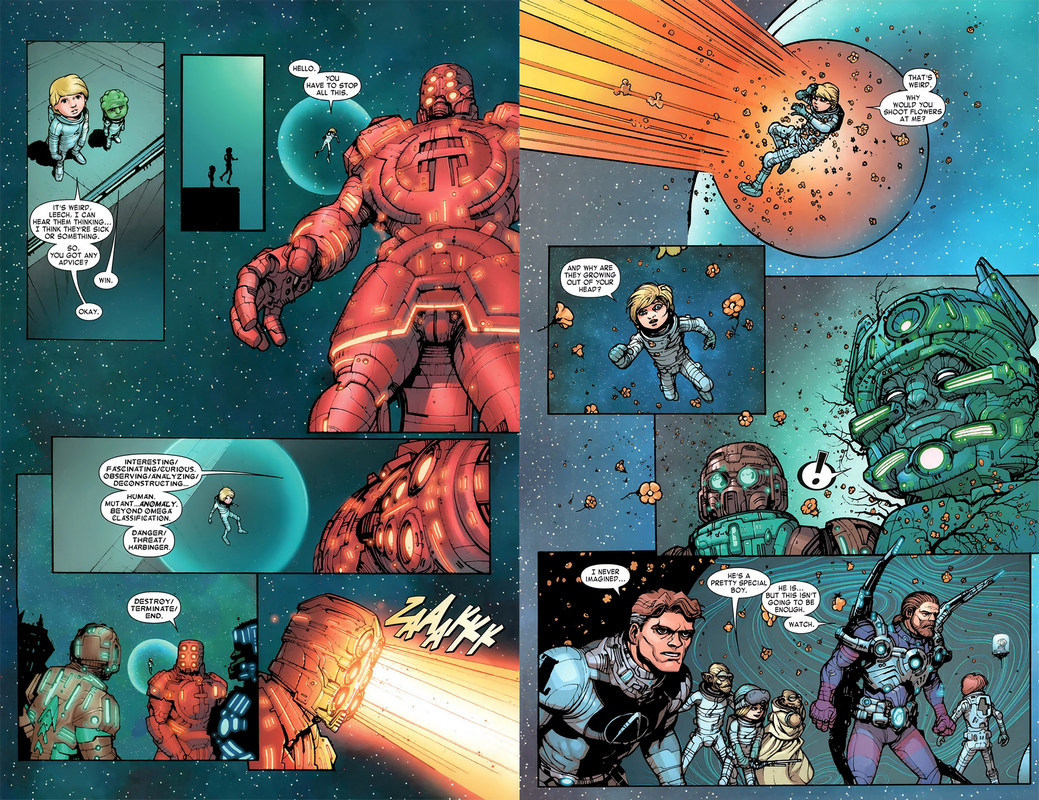 Franklin Richards turns Celestial Attack into flowers