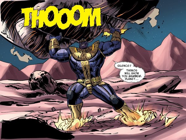 Thanos lifting a rock
