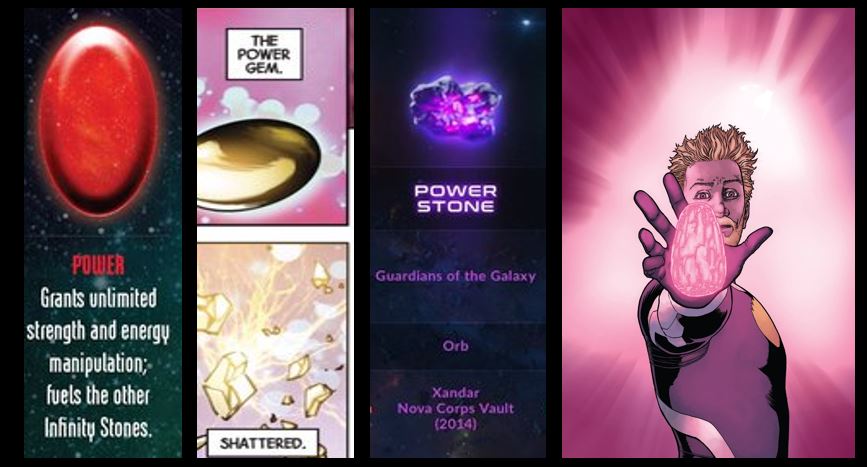 Evolution of Power Stone color original Secret Wars MCU comics current