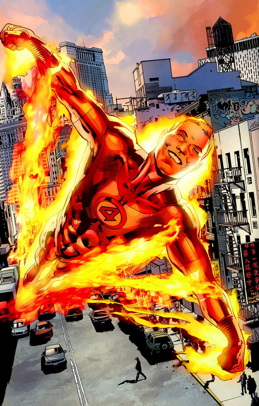 Human torch flying fast