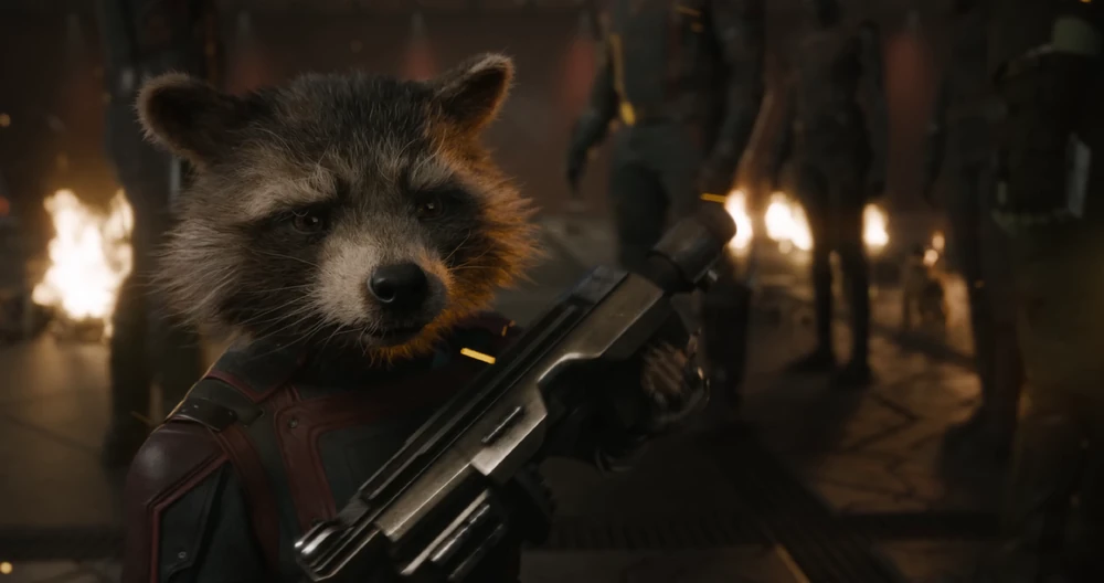 Rocket Raccoon with a blaster