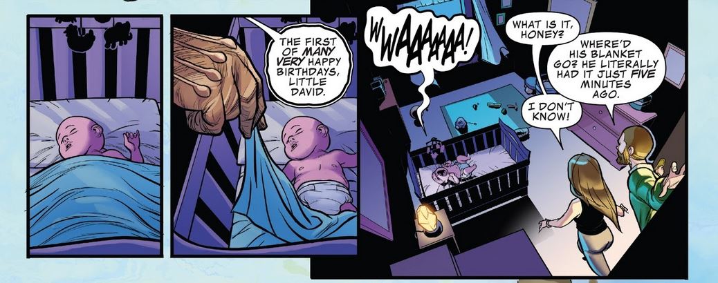 Davids first birthday Thano steals his blanket