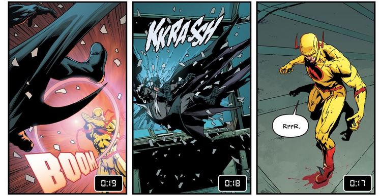 Reverse Flash throws Batman arround
