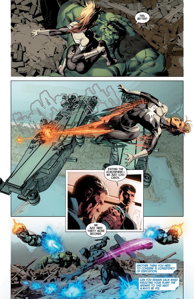 Captain Marvel and Hulk fight comics