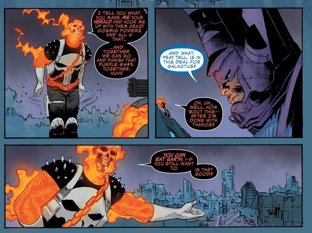 Galactus and Ghost Rider making a deal