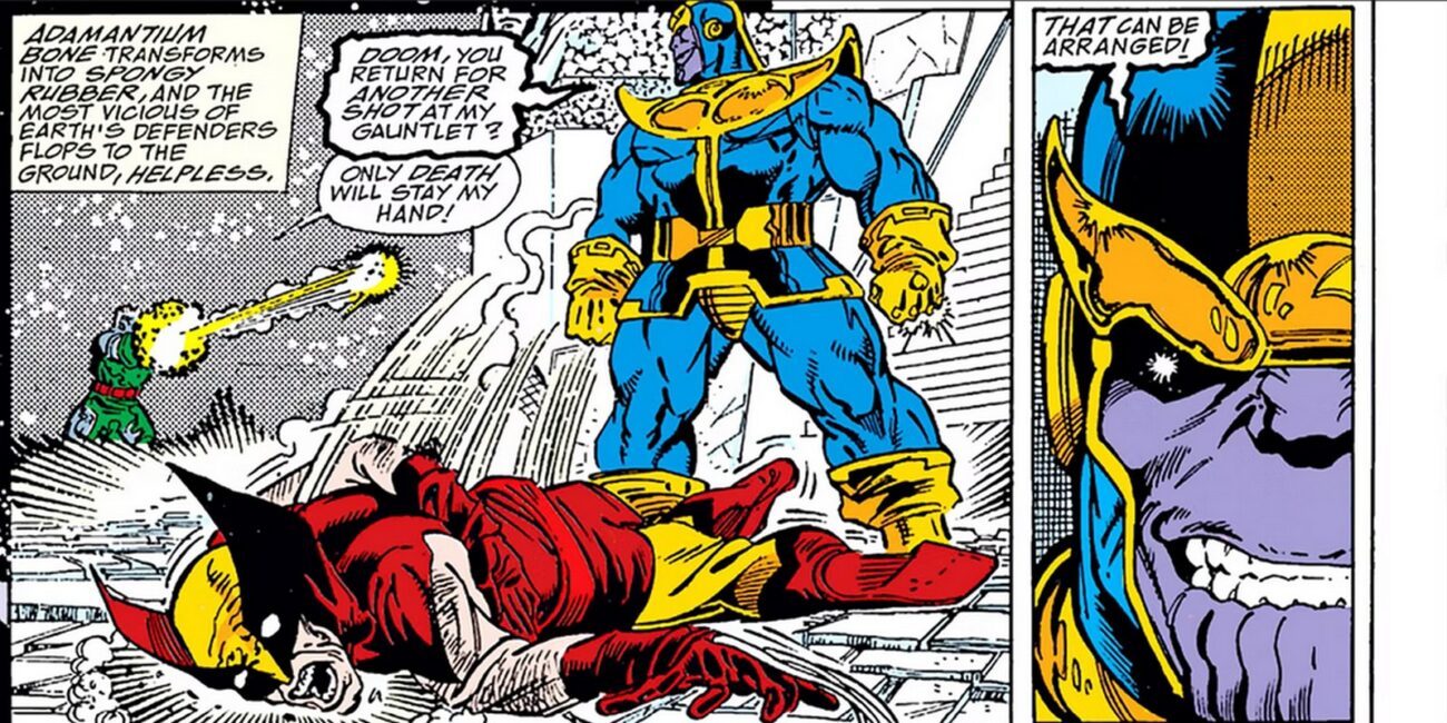 Thanos Turns Wolverines bones into a rubber