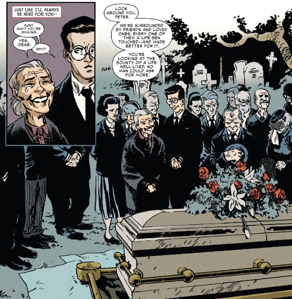 is peter parker jewish auntie may uncle bens funeral