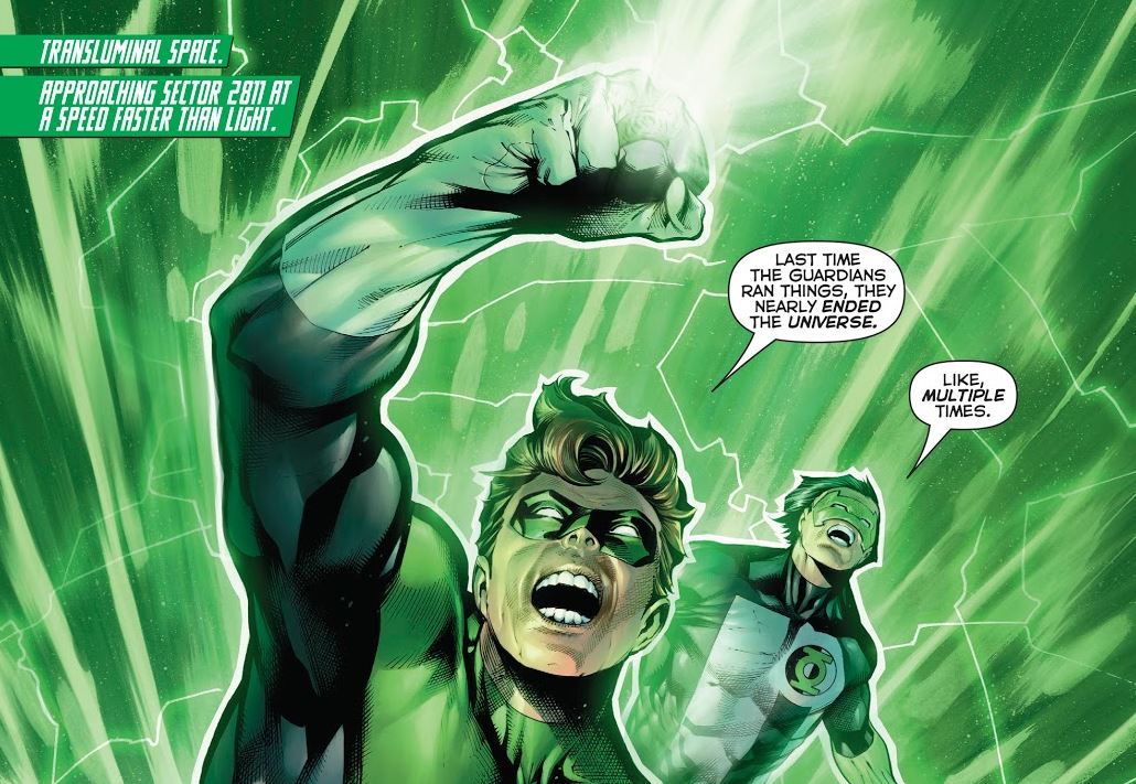 Green Lantern traveling at transluminal speed