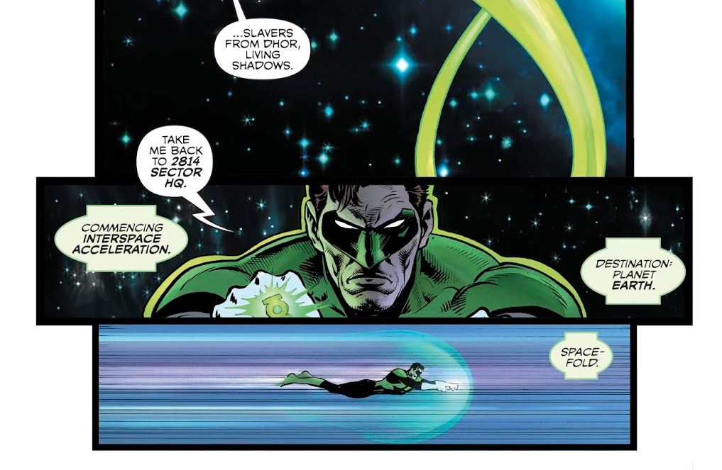 Green Lantern traveling via wormhole