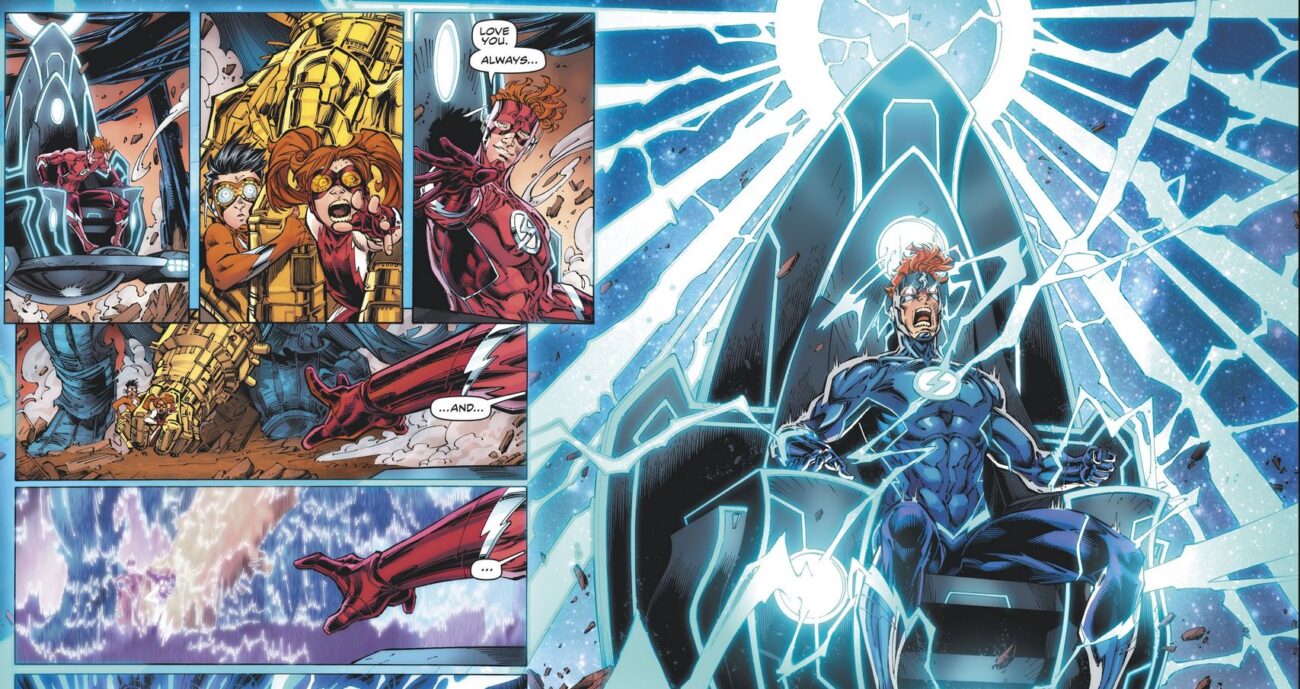 Wally West sits on the mobius chair