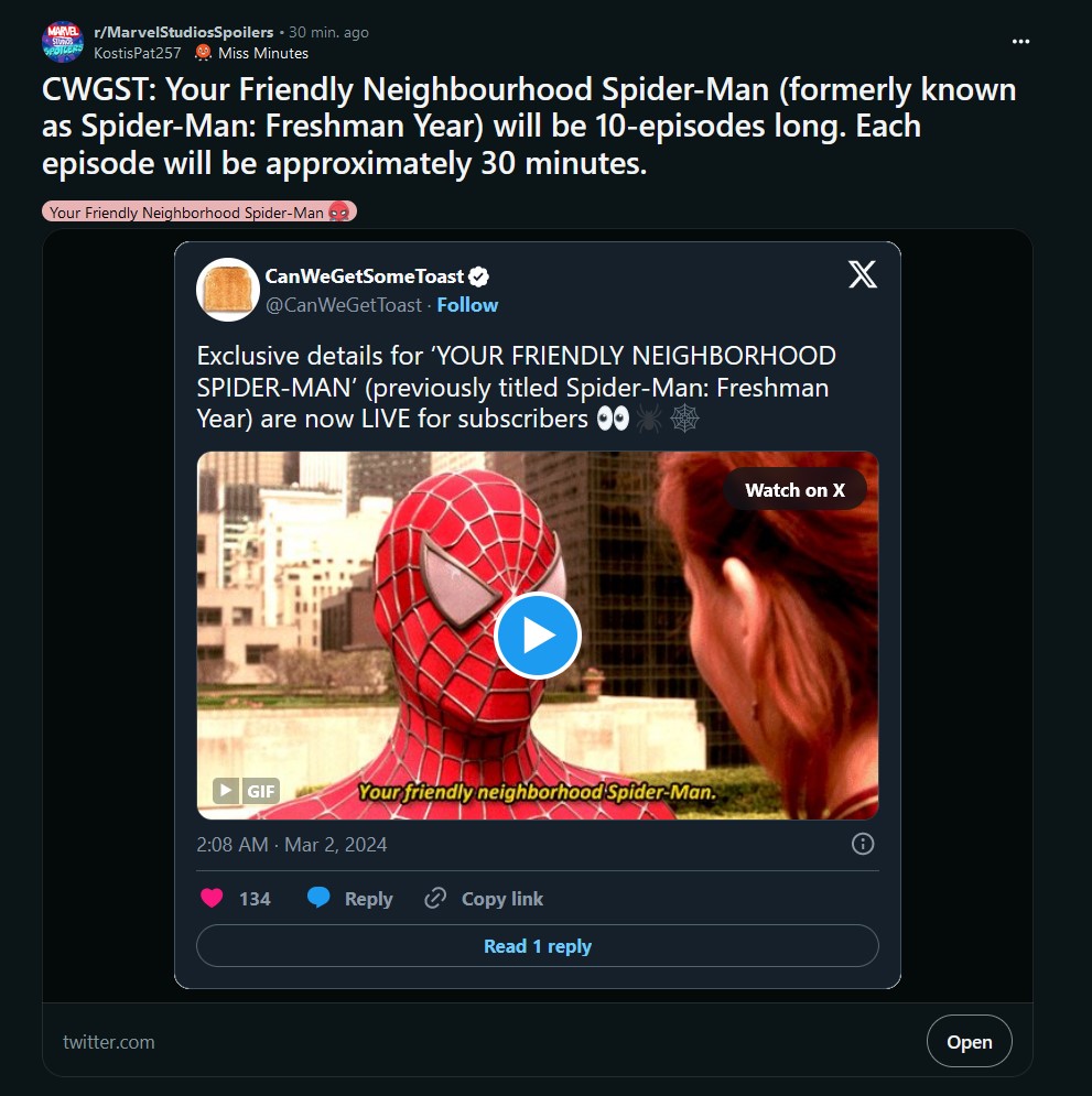 friendly neighborhood spider man runtime episode count