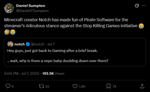 Notch Responds to Stop Killing Games Backlash: If Buying Isn’t ...