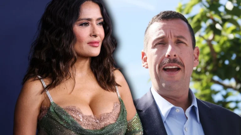 Adam Sandler and Salma Hayek Ride Out a Rainstorm in Neon Ponchos While Filming ‘Grown Ups 3′